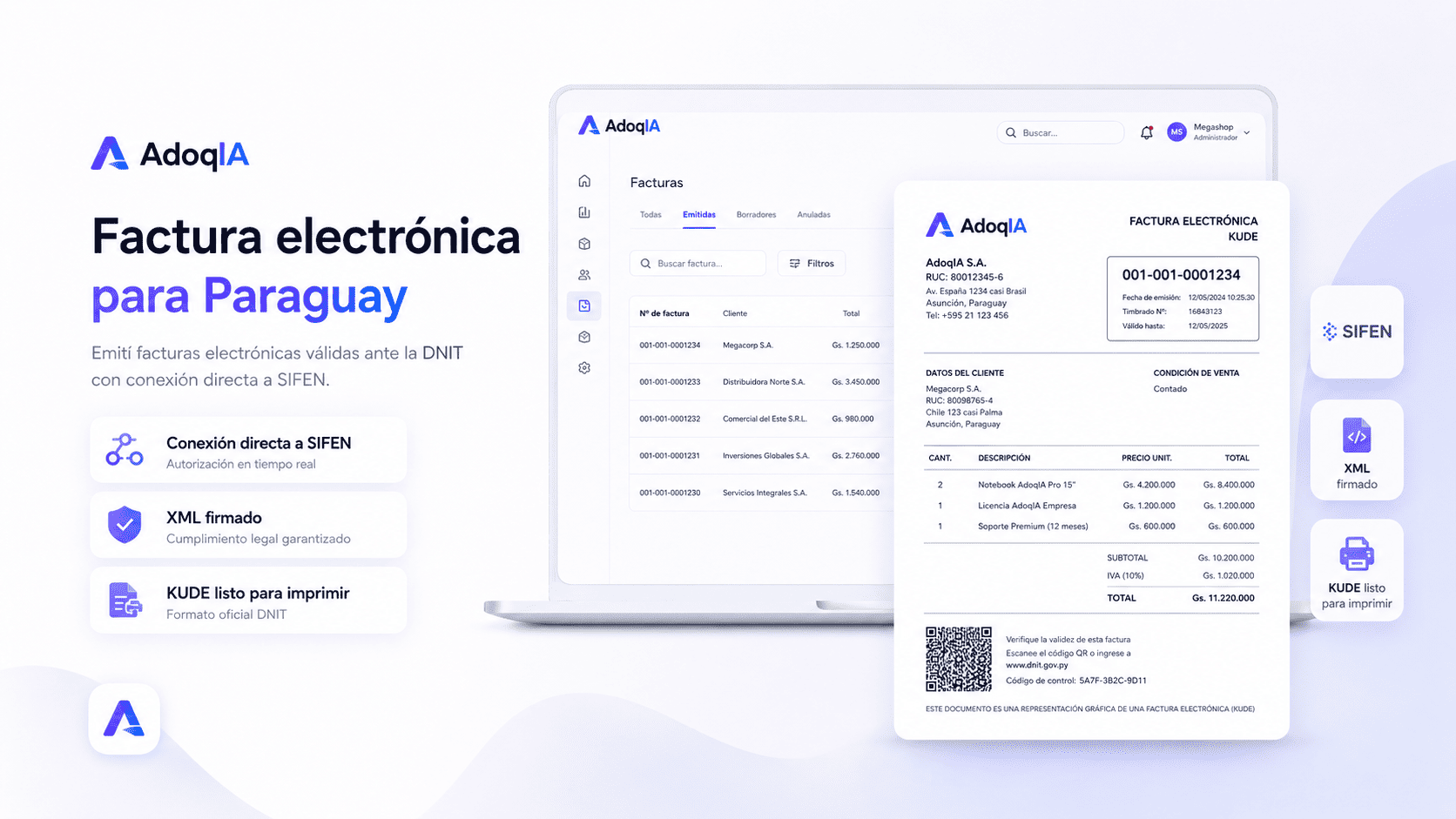 Factura electrónica de AdoqIA para negocios en Paraguay
